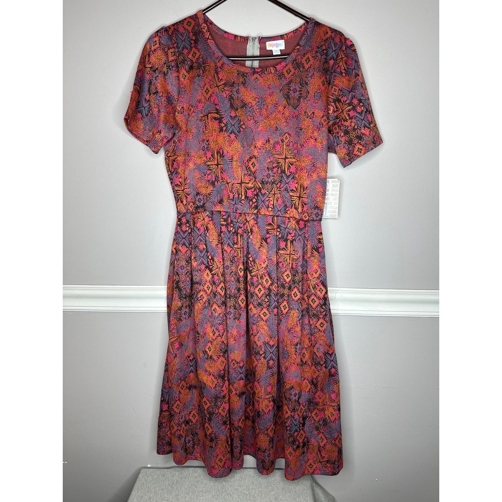 NWT LulaRoe Dress Sz XL Aztec Pattern Drop Waist Mid Length